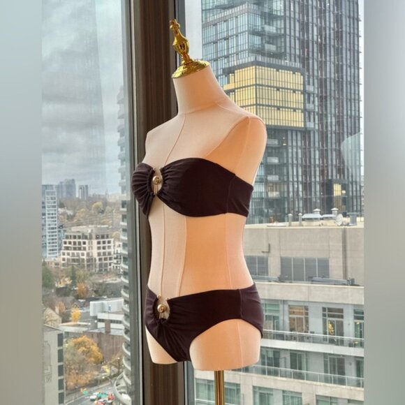 🆕 CHRISTOPHER ESBER 🧿 NWOT Brown Orbit Bikini Set - Sz US 4 / UK 8 - Picture 10 of 15